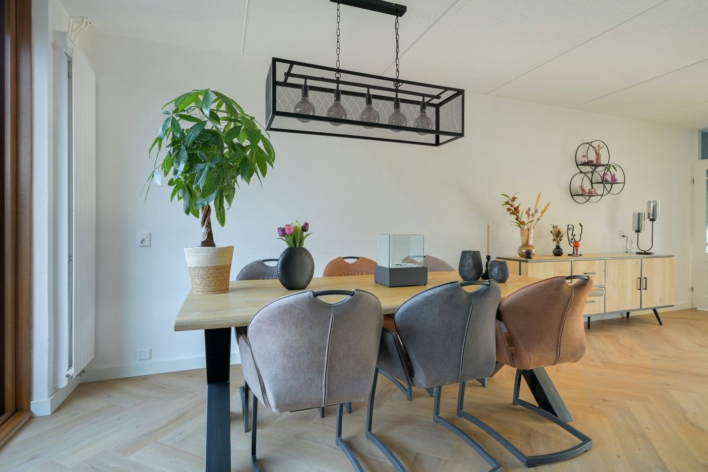 Moderne hanglamp met 5 rookglazen lichtbronnen, Ophalen, Modern, Industrieel, E27 (groot), Zo goed als nieuw