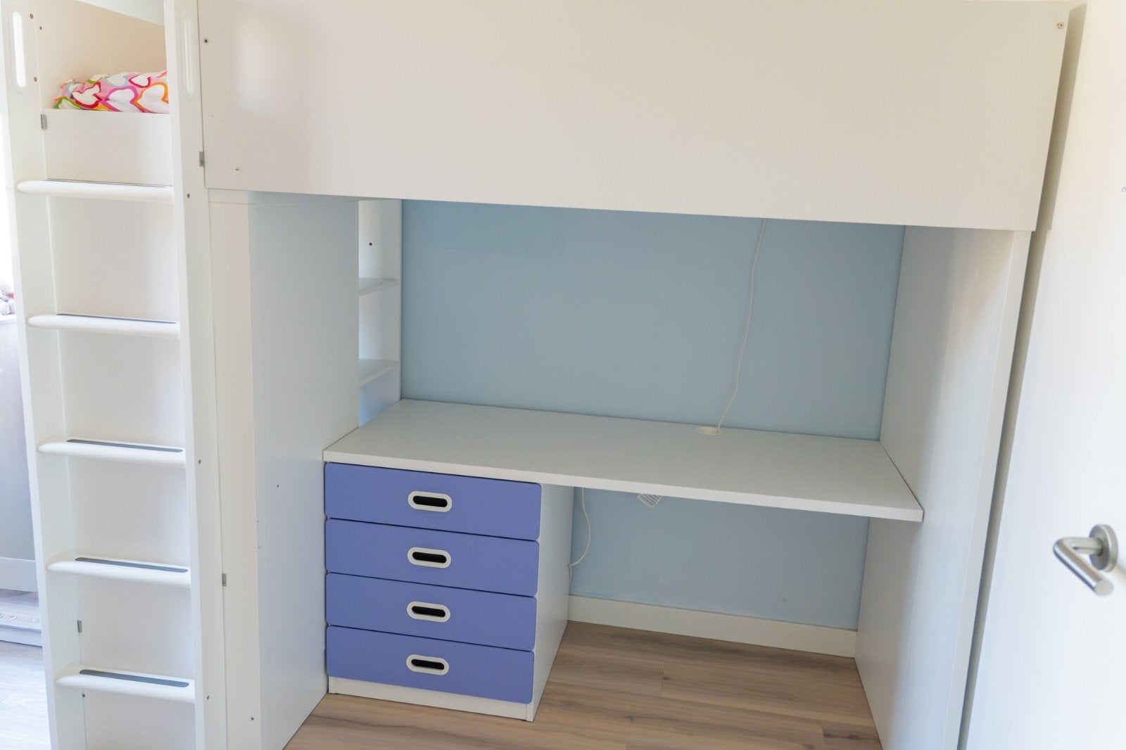 Hoogslaper Ikea Smastad/Stuva met bureau en kast, Ophalen, Gebruikt, Eenpersoons, 200 cm