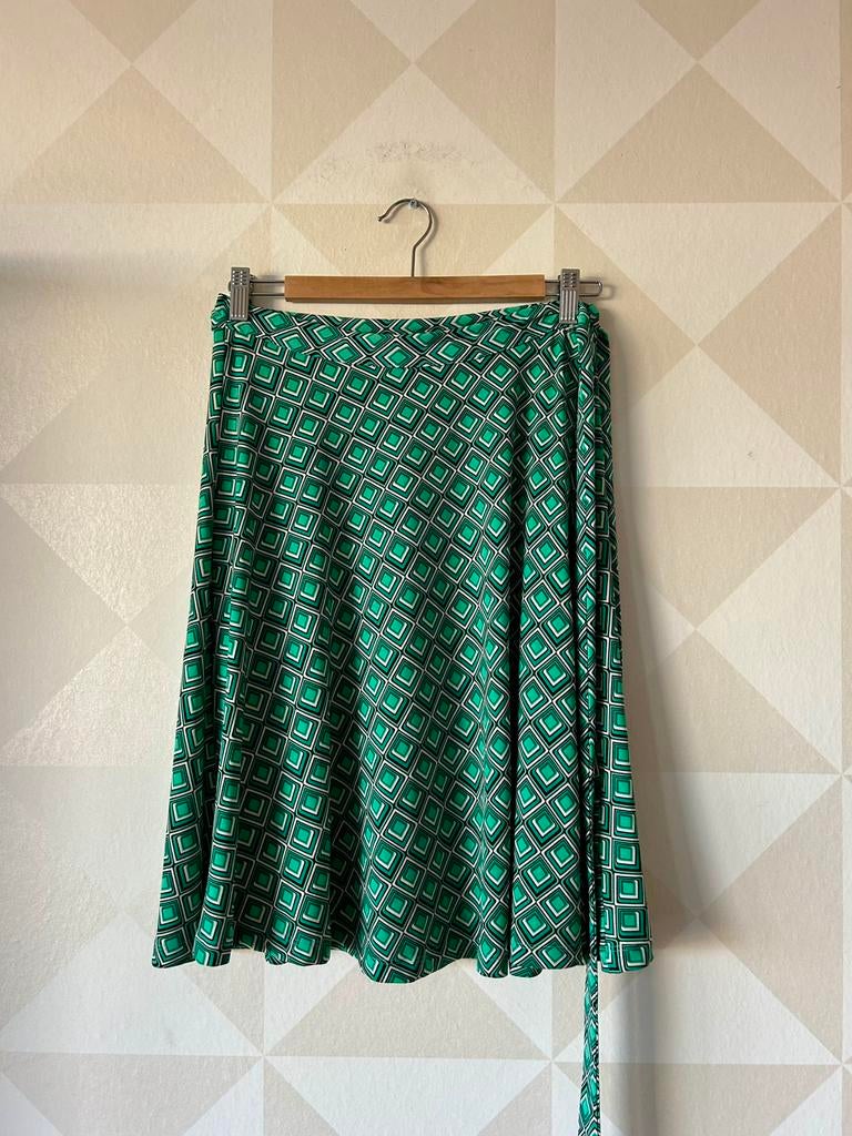 King Louie Wrap Skirt rok groen M/38 zgan, Kleding | Dames, Rokken, Maat 38/40 (M), Ophalen of Verzenden, Zo goed als nieuw, Onder de knie