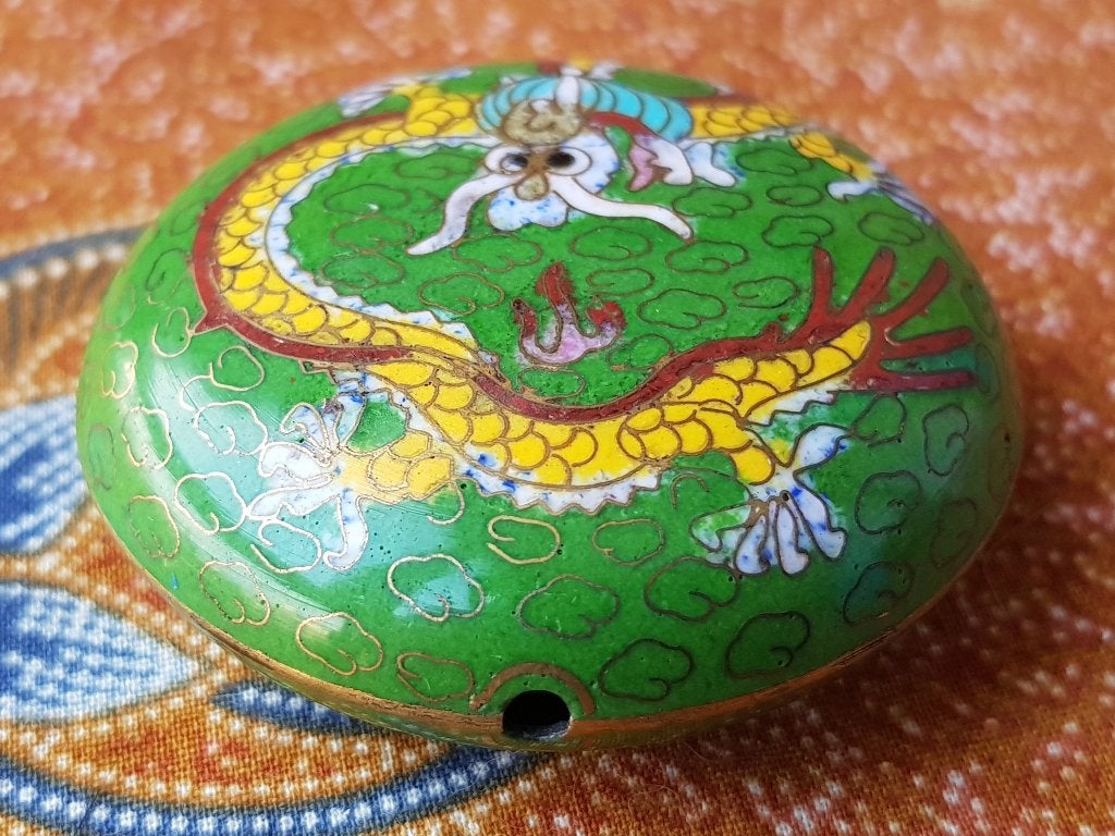 Drie oude Chinese hangers van cloisonne met draken en vogels, Ophalen of Verzenden