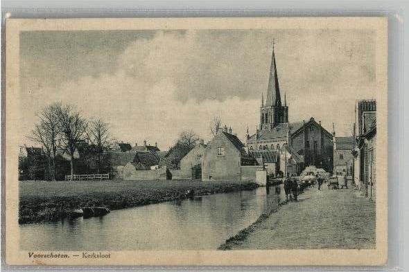 Voorschoten Kerksloot st 1929, Verzamelen, Ansichtkaarten | Nederland, Ophalen of Verzenden, 1920 tot 1940, Gelopen, Zuid-Holland