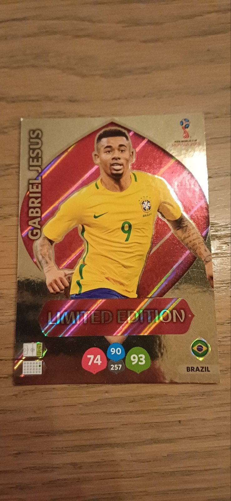 Limited World Cup 2018 Panini Gabriel Jesus Card, Ophalen of Verzenden, Zo goed als nieuw, Plaatje