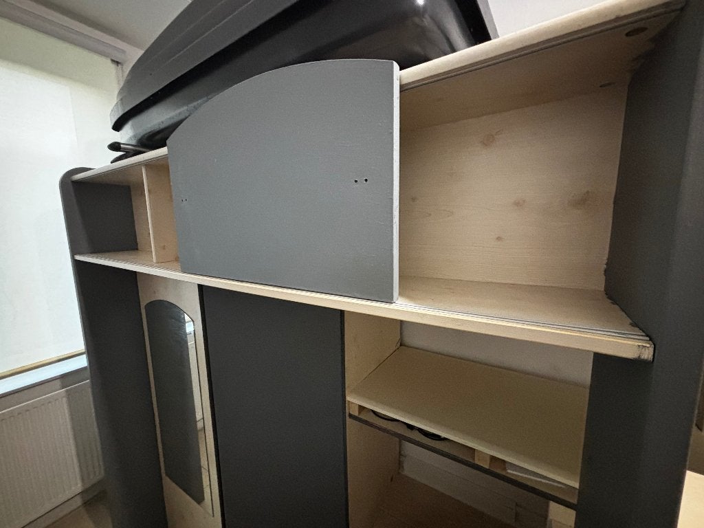 Multifunctionele Hoogslaper met Bureau, Kast & Spiegel, Ophalen, Gebruikt, Hoogslaper