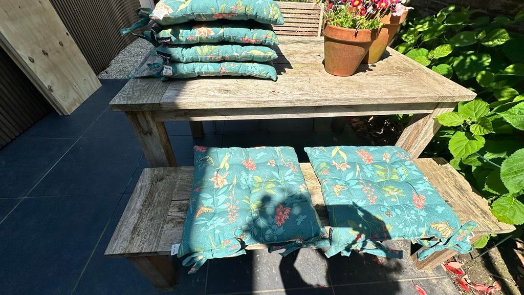 Set van  8 tuinkussens met bloemenprint, Tuin en Terras, Ophalen, Zo goed als nieuw, 2 zitplaatsen
