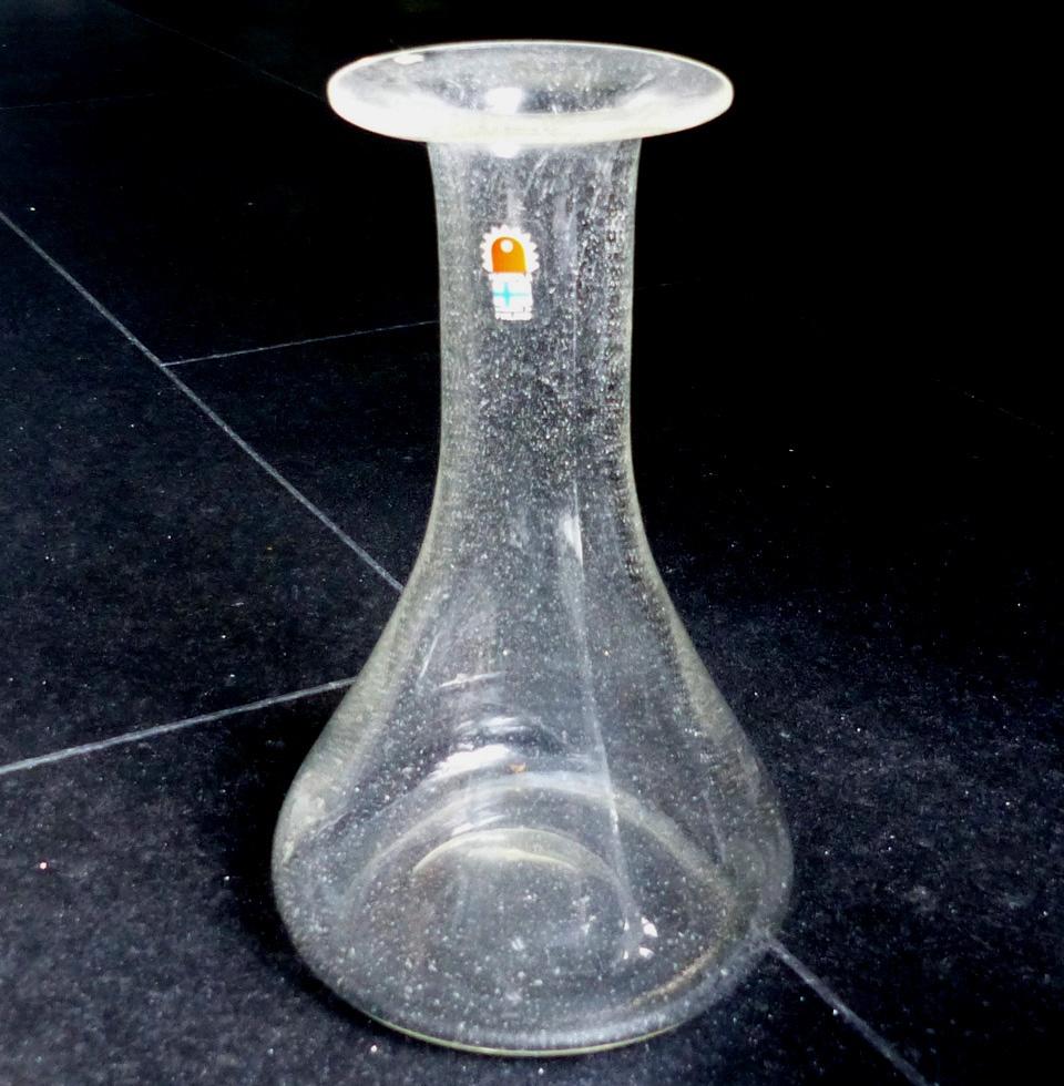Humppila Finland vintage vaas glas mondgeblazen luchtbellen, Huis en Inrichting, Woonaccessoires | Vazen, Gebruikt, Overige kleuren