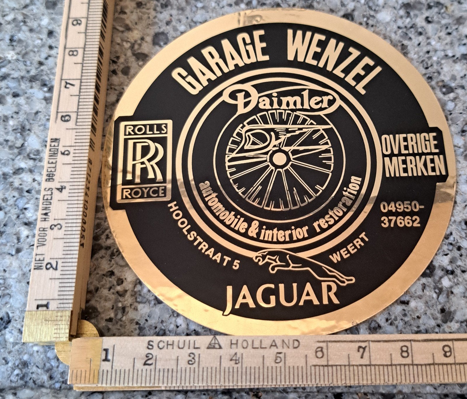Vintage sticker Garage Wenzel Rolls Royce Jaguar Daimler, Ophalen of Verzenden, Zo goed als nieuw