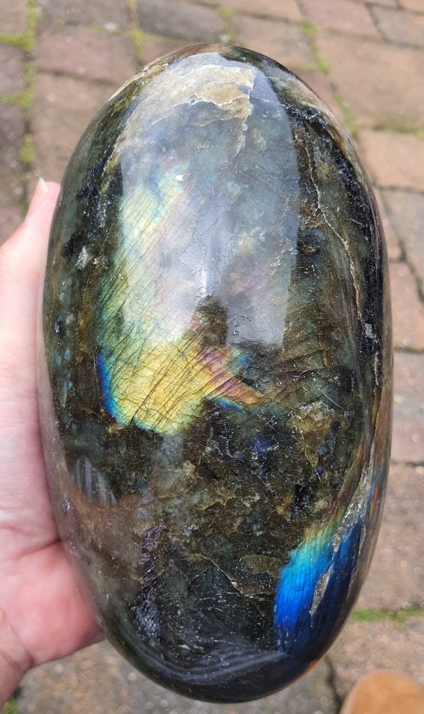 Labradoriet Lingam 2,7 Kg, 18 x 10 cm Healer & Aura Guardian, Verzenden, Mineraal