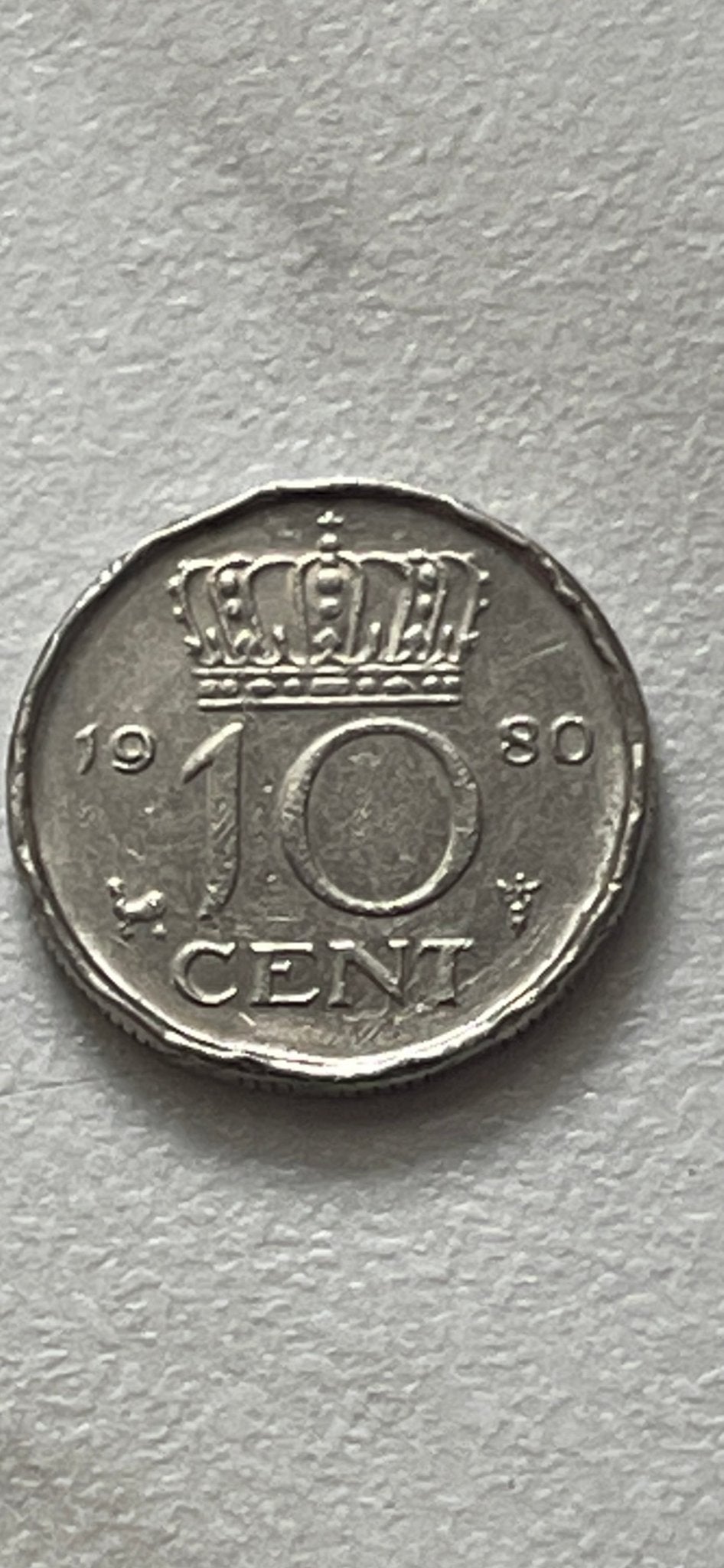 Zeldzame Off-Centre Misslag 10 Cent 1980 Juliana - Unicum!, Postzegels en Munten, Munten | Nederland, Ophalen of Verzenden, Koningin Juliana
