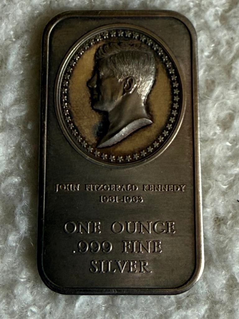 Zeldzame vintage one ounce baar Kennedy, Ophalen of Verzenden, Zilver
