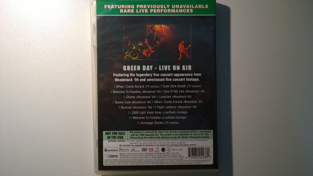 Green Day - Live On Air (DVD), Alle leeftijden, Ophalen of Verzenden, Zo goed als nieuw