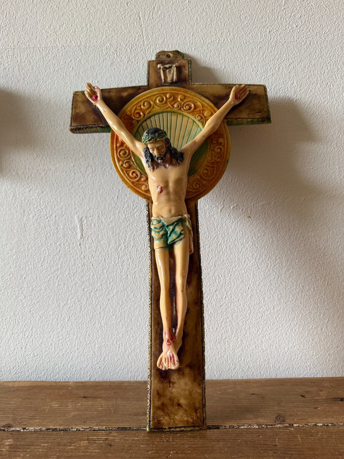 Vintage Kruisbeeld met Christusfiguur - Religieuze Kunst, Ophalen of Verzenden