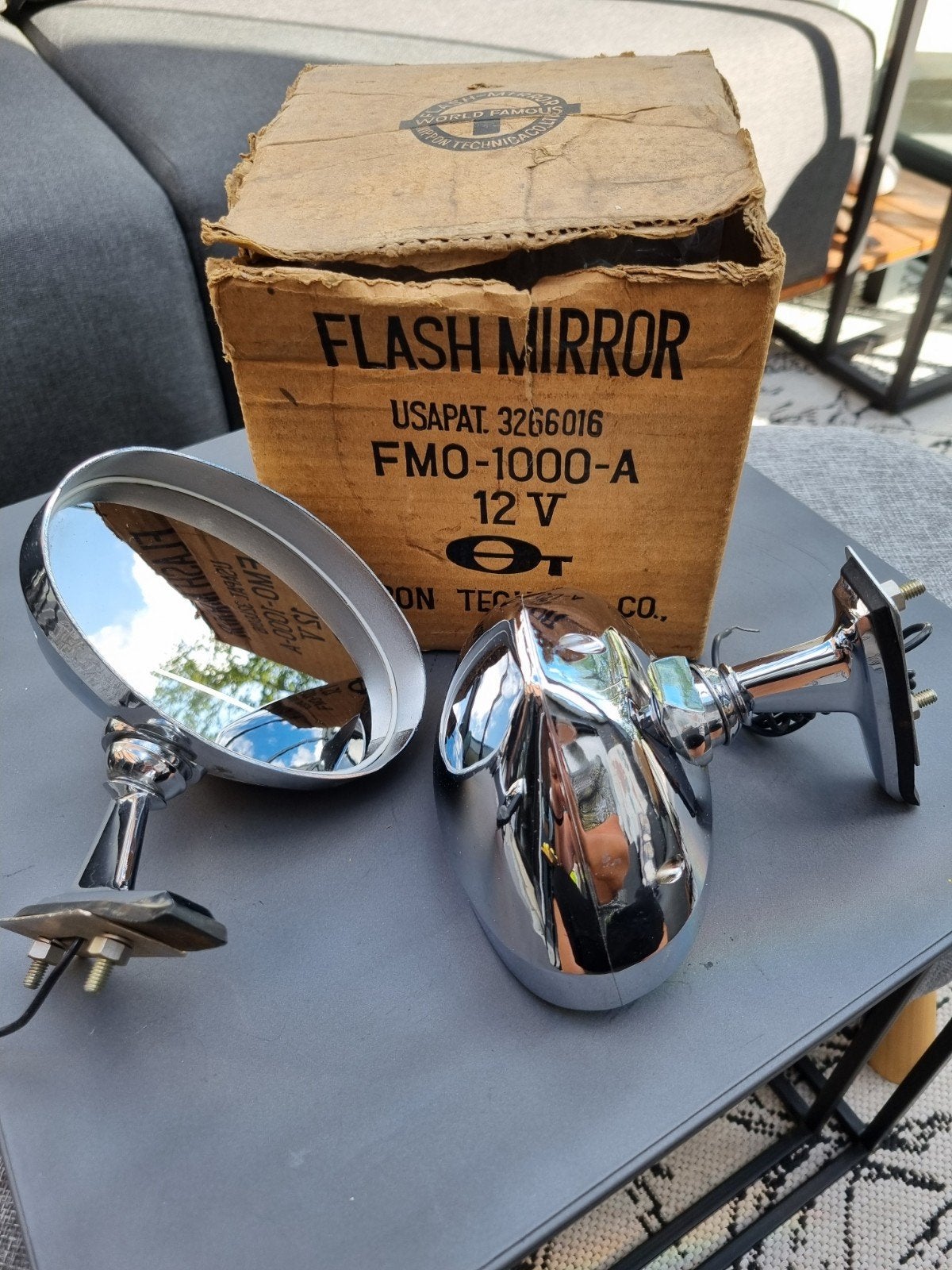 Vintage Flash Mirror FMO-1000-A 12V van Nippon Technica Co., Auto-onderdelen, Ophalen of Verzenden, Nieuw, Oldtimer onderdelen