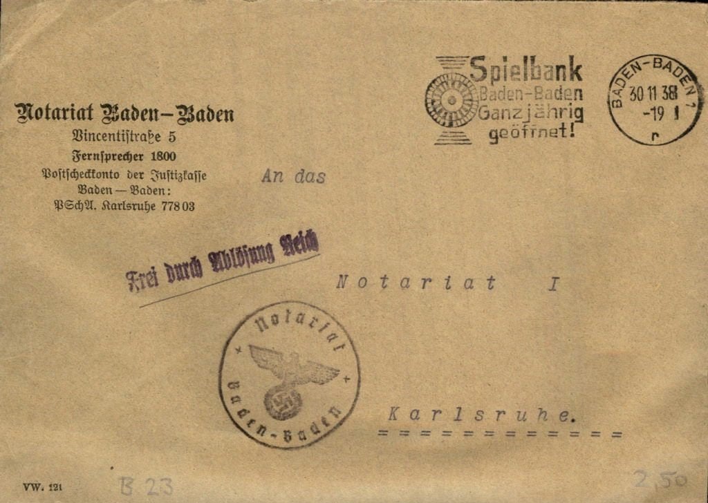 Derde Rijk - Stempels - 1938, Postzegels en Munten, Brieven en Enveloppen | Buitenland, Verzenden, Envelop
