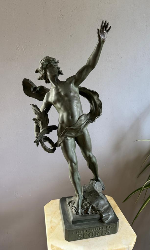 Groot bronzen beeld “criterium des sports” Olympisch memoram, Gemerkt, Brons, Beeld, Europa