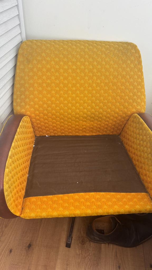 Vintage retro draai fauteuil opknapper, Huis en Inrichting, Fauteuils, Gebruikt, Minder dan 75 cm, Ophalen of Verzenden, Stof