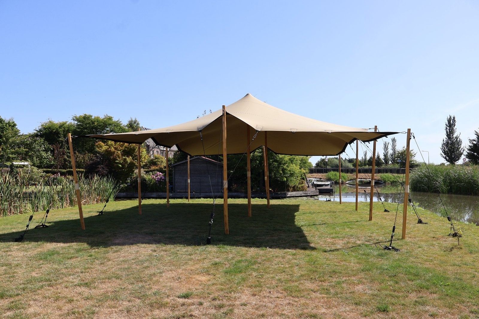 Stretchtenten te huur – 7,5 x 10 meter, Ophalen of Verzenden, Zo goed als nieuw