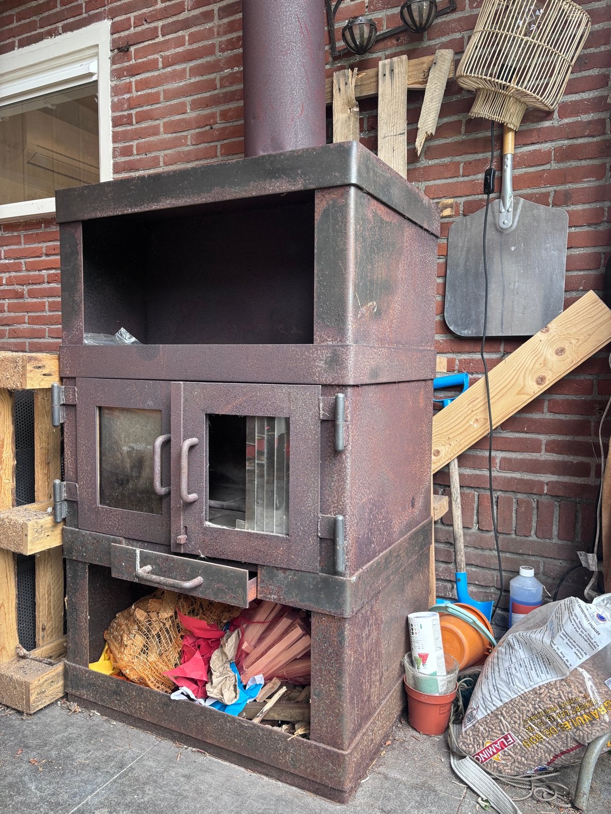 Robuuste Houthaard met Ovenfunctie, Ophalen, Gebruikt, Vrijstaande haard, Houthaard