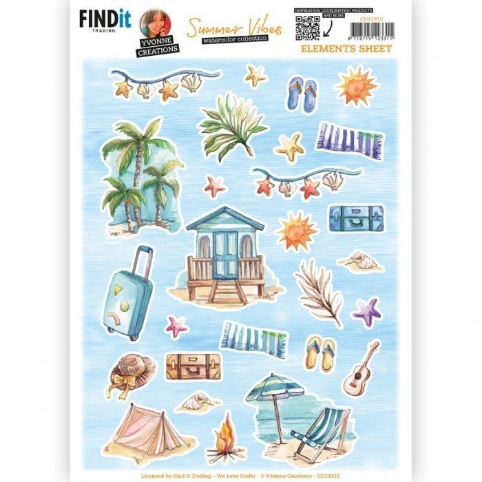 Yvonne Creations CD11915 Summer Vibes elementen knipvel A4, ., Nieuw, Ophalen of Verzenden, .
