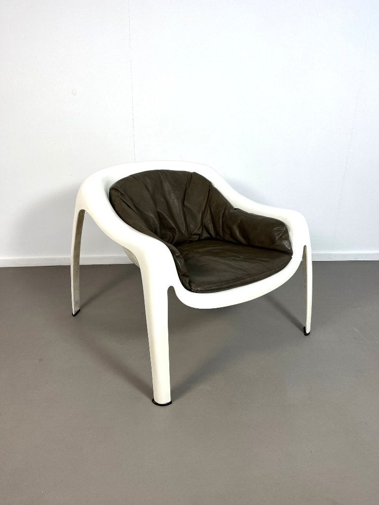 Vintage fiber lounge stoel, Sergio Mazza, Artemide jaren 60., Ophalen, Gebruikt, 75 tot 100 cm, Leer