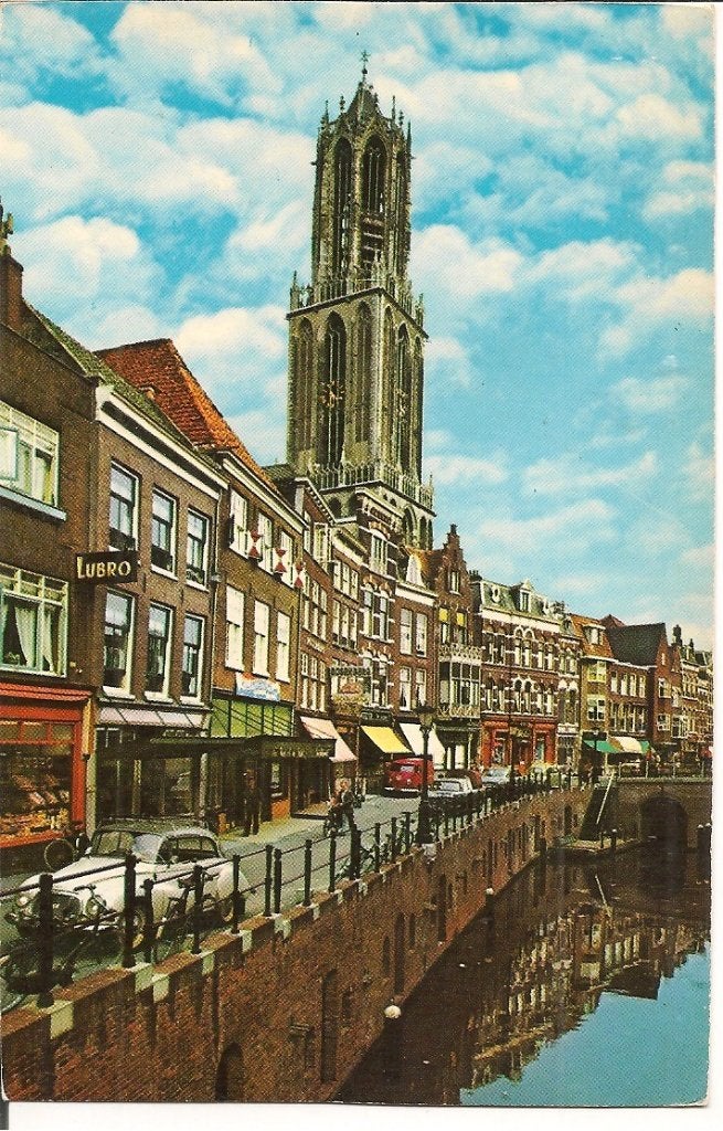 Ansichtkaart Utrecht Domtoren Oudegracht 1970, Ophalen of Verzenden, 1960 tot 1980, Gelopen, Utrecht