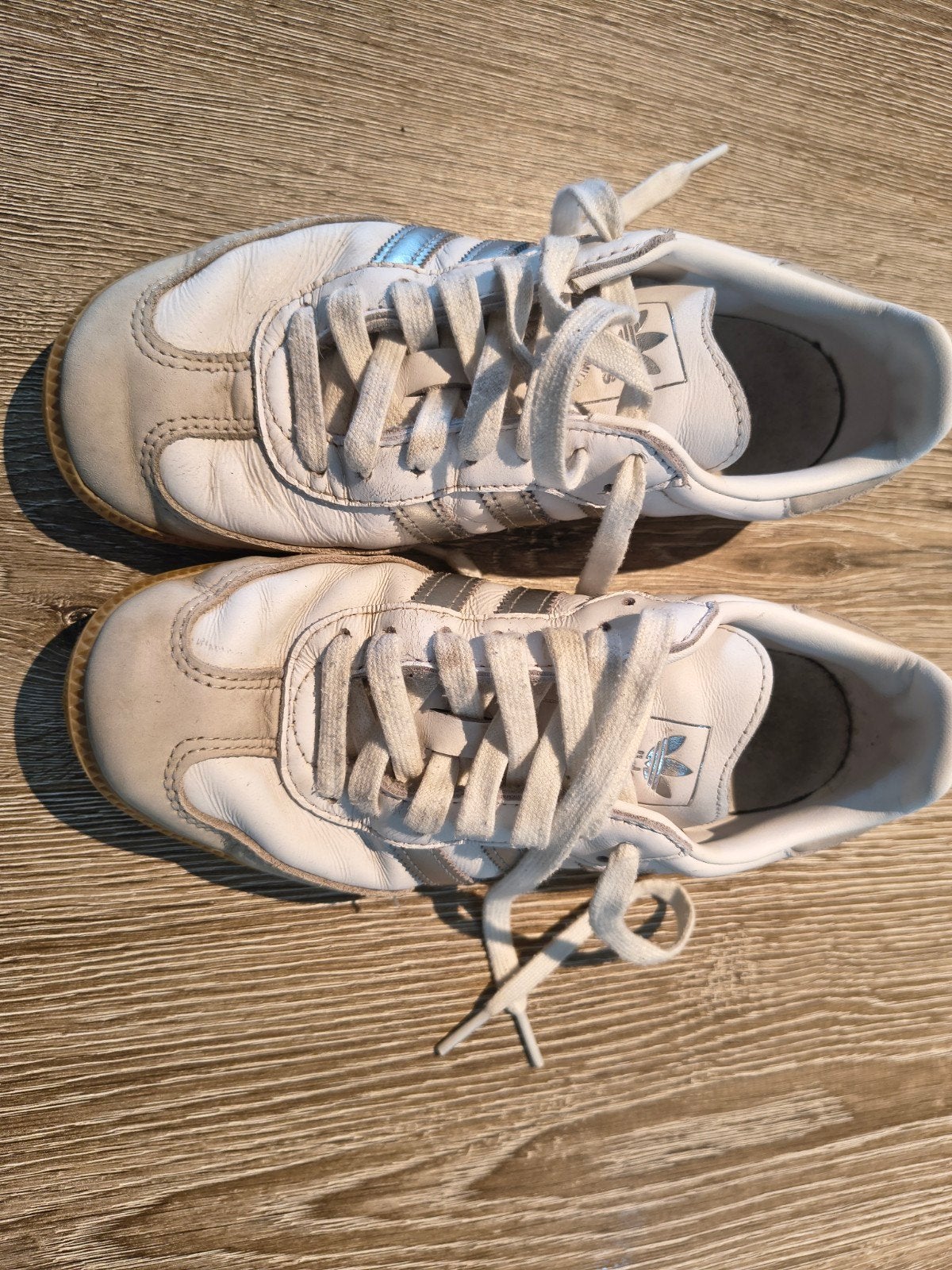 Adidas Samba OG sneakers wit met zilveren strepen - Maat 38, Adidas, Wit, Ophalen of Verzenden, Sneakers of Gympen