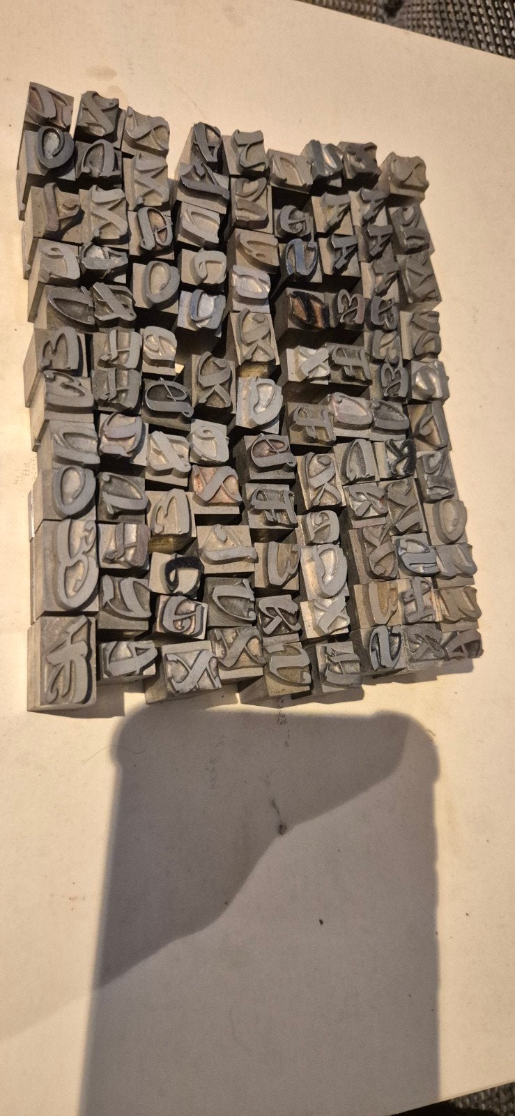 Vintage Loodzetsel Letterpress Lood Letters Set +- 12x12 mm, Ophalen of Verzenden