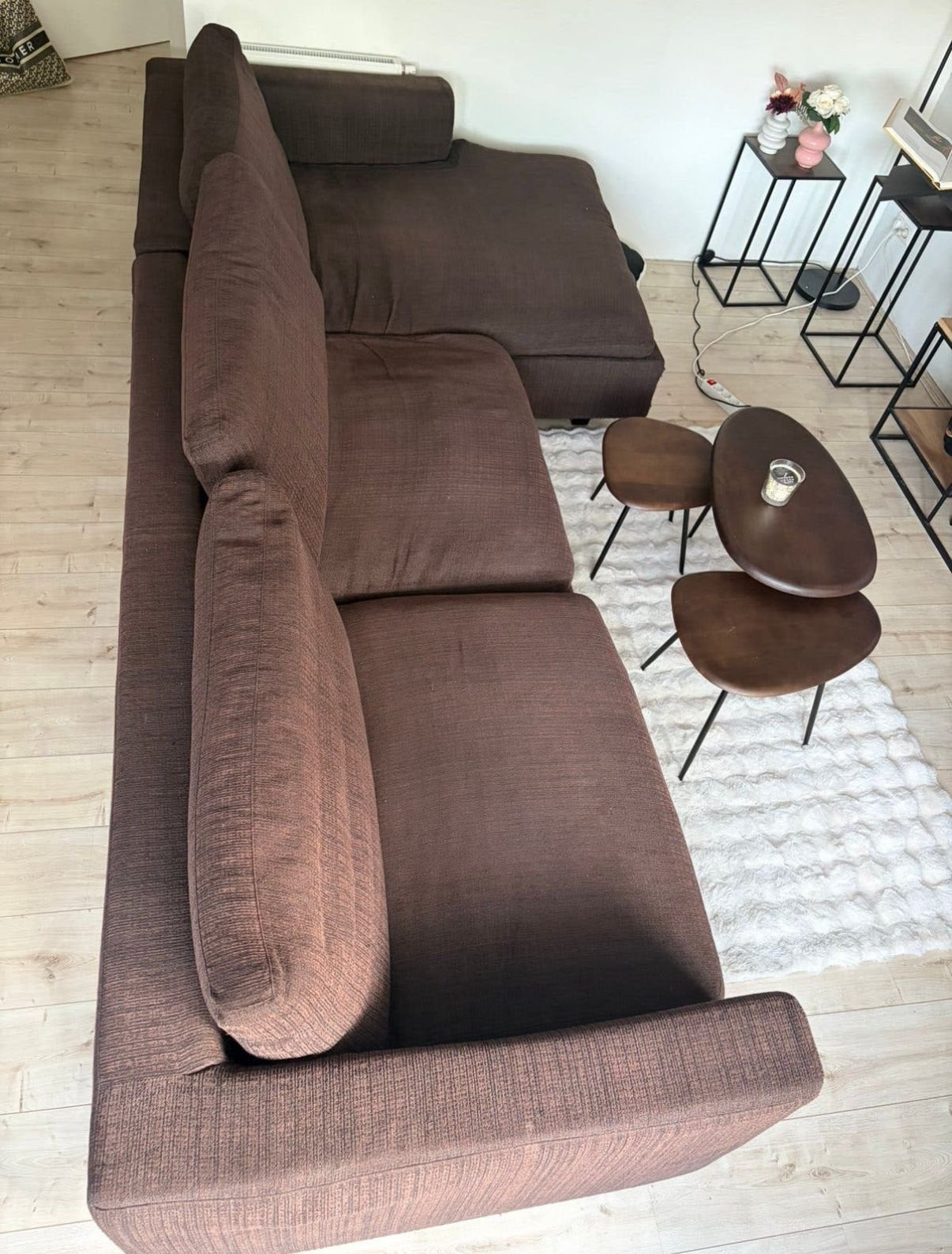 Linteloo bruine stoffen hoekbank, Ophalen, Gebruikt, Overige maten, 300 cm of meer