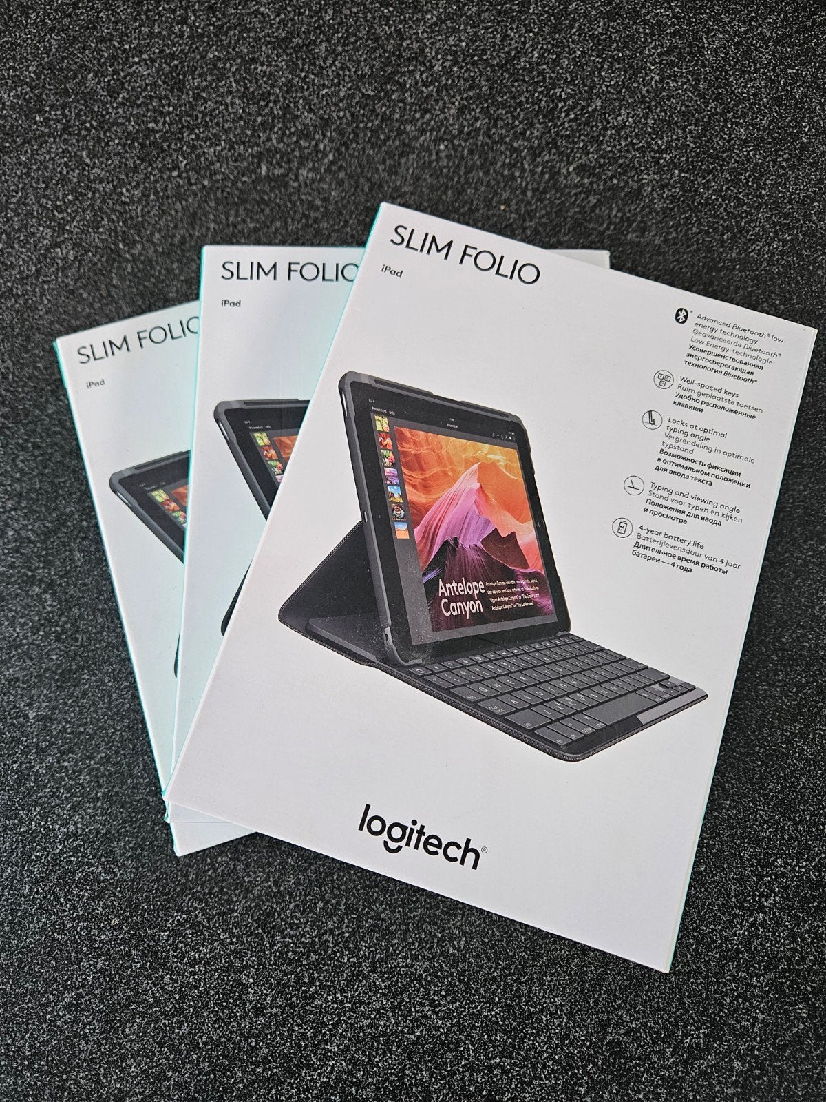 Logitech Slim Folio toetsenbordhoes voor iPad 2017 en 2018, 10 inch, Gebruikt, Logitech, Bescherming voor- en achterkant