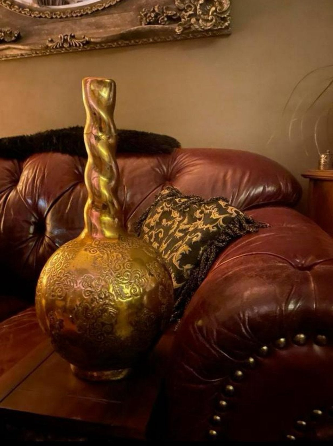 Super mooie gouden vaas 45 cm hoog. Geweldige eyecatcher, Huis en Inrichting, Ophalen of Verzenden, Goud