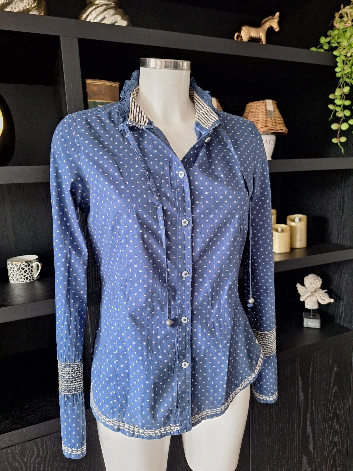 Esprit vintage blousje maat 38, Maat 38/40 (M), Blauw, Ophalen of Verzenden, Gedragen