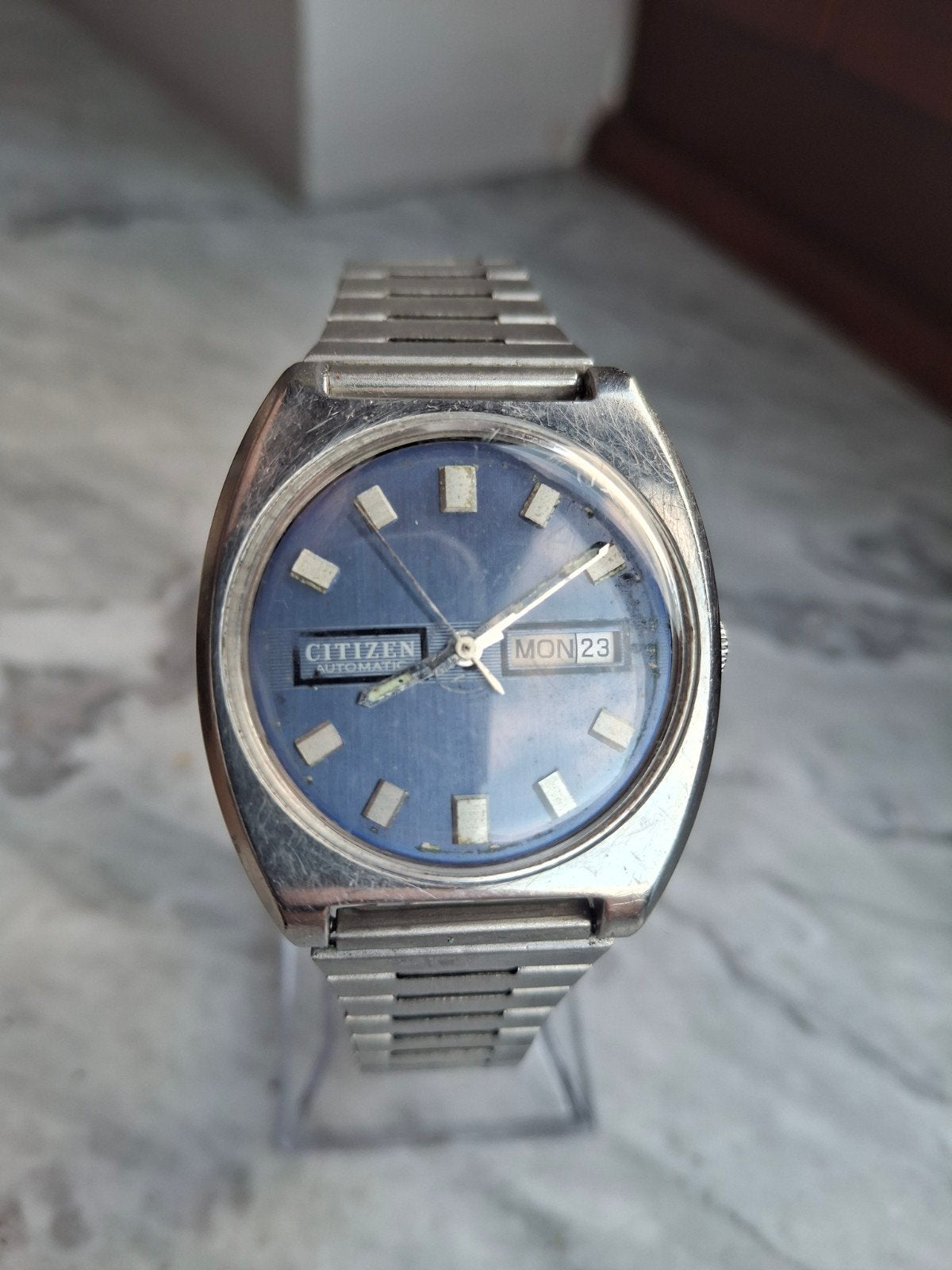 Vintage Citizen Automatic Day-Date Blue Dial – jaren 70, Verzenden, Gebruikt