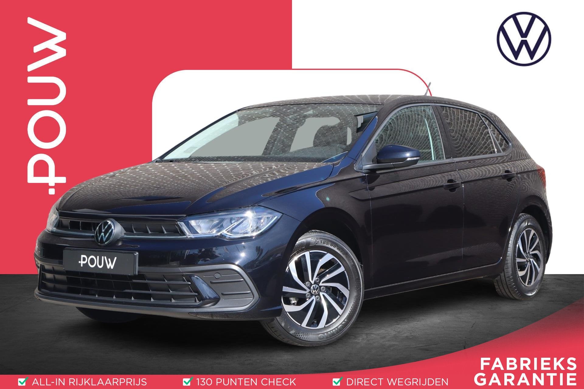 Volkswagen Polo 1.0 TSI 95pk Life Edition | Achteruitrijcame, Auto's, Voorwielaandrijving, 12 maanden, Stof, Zwart