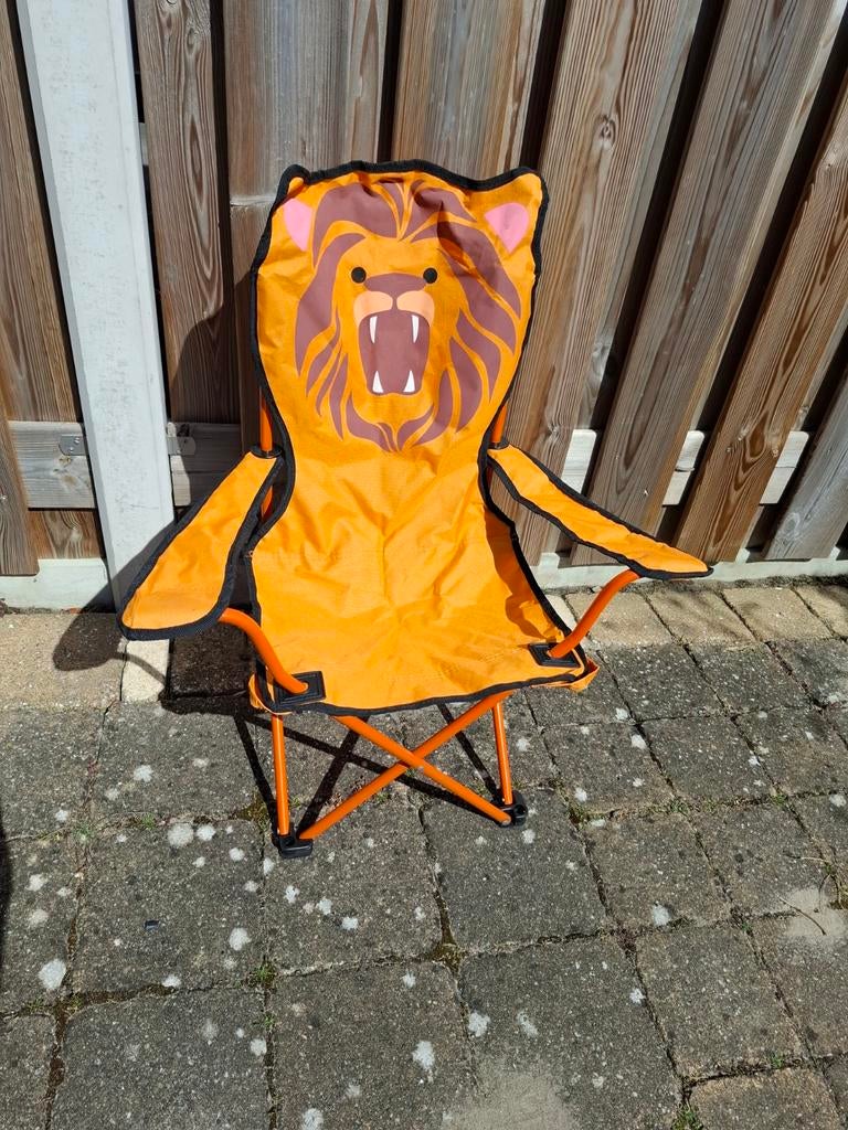 Opvouwbare oranje kinderstoel met afbeelding leeuw, Ophalen, Campingstoel