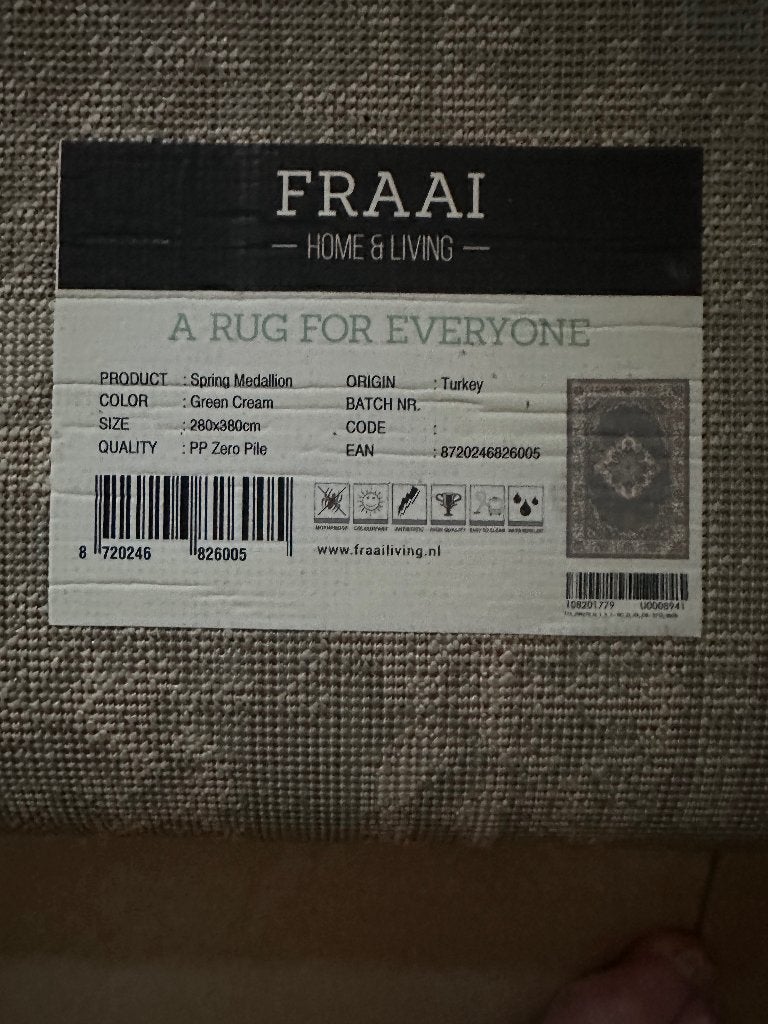Fraai Vloerkleed Spring Medallion Groen Crème 280x380cm, Ophalen, Medallion, 200 cm of meer, Groen