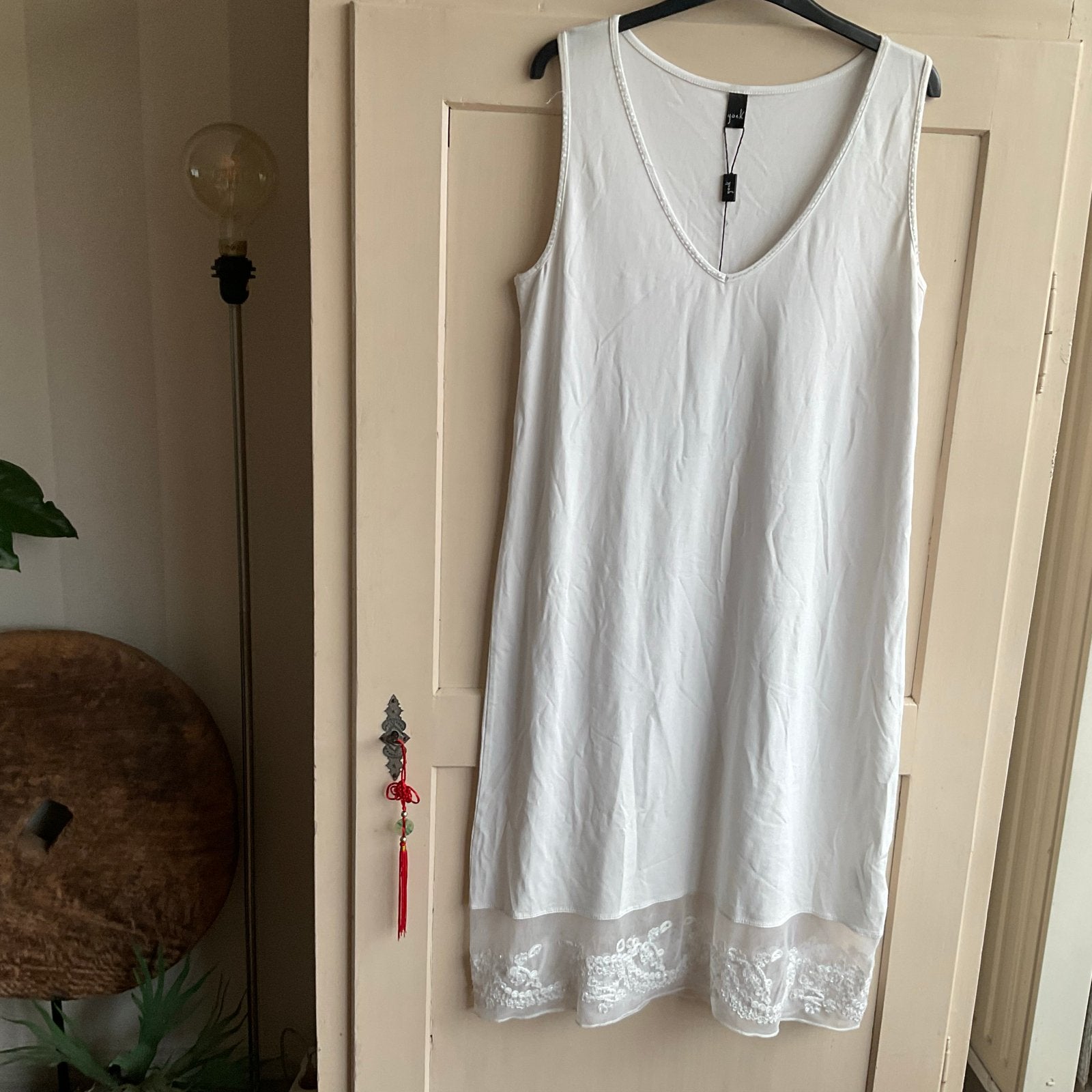 Yoek witte set: jurk met lang vest maat L/XL nieuw, Wit, Maat 46/48 (XL) of groter, Nieuw, Ophalen of Verzenden