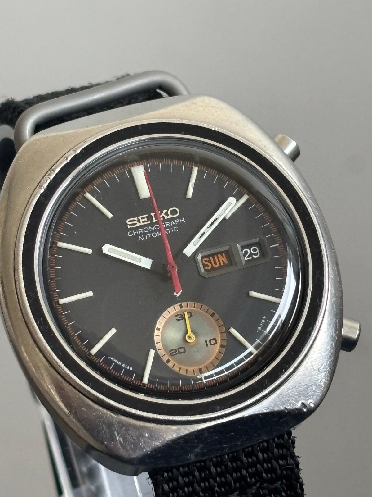 Vintage Seiko Chronograph Automatic Horloge 6139-8002, Seiko, Gebruikt, Staal, Polshorloge