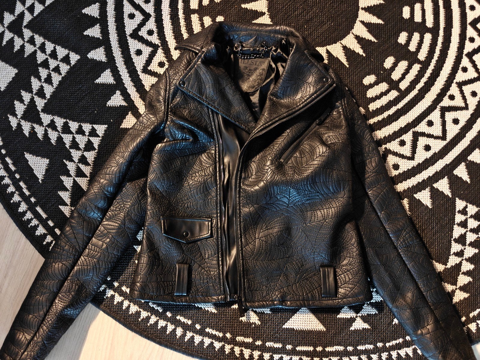 Killstar gothic nepleren jas bikerjack leather jacket S, Zwart, Ophalen of Verzenden, Zo goed als nieuw, Maat 36 (S)