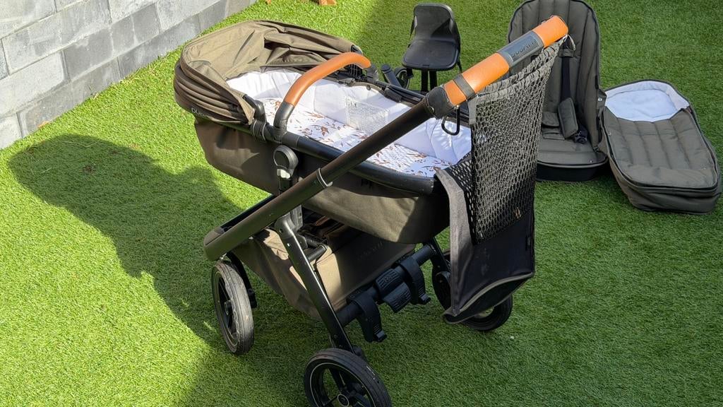 Complete Dubatti One kinderwagen 2 in 1 groen cognac, Kinderen en Baby's, Kinderwagens en Combinaties, Gebruikt, Verstelbare duwstang