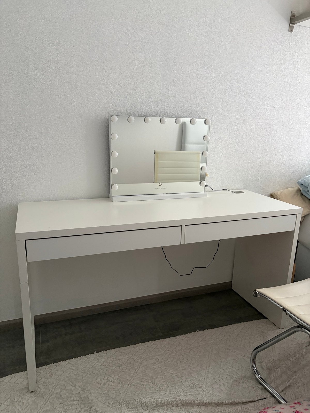 IKEA micke bureau wit met 2 lades + GRATIS Bureaustoel, Ophalen, Gebruikt, Met lades, Spaanplaat of MDF
