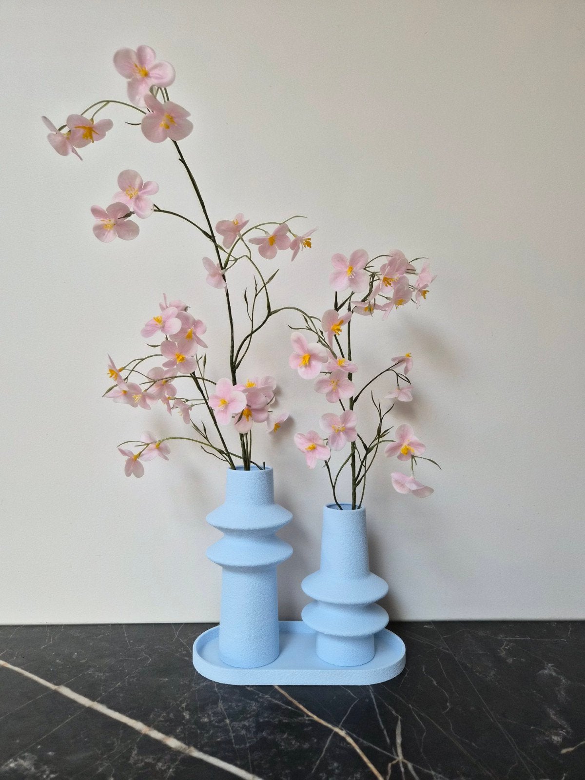 3D Geprinte Vaas Set - Babyblauw Decoratie Interieur, Huis en Inrichting, Kunststof, Blauw, Nieuw, Ophalen of Verzenden