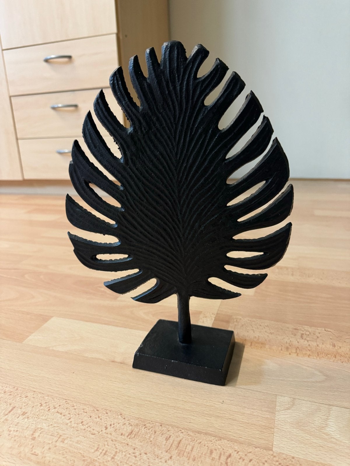Decoratief Monstera blad op voet - Zwart metaal, Ophalen, Zwart, Zo goed als nieuw, Metaal