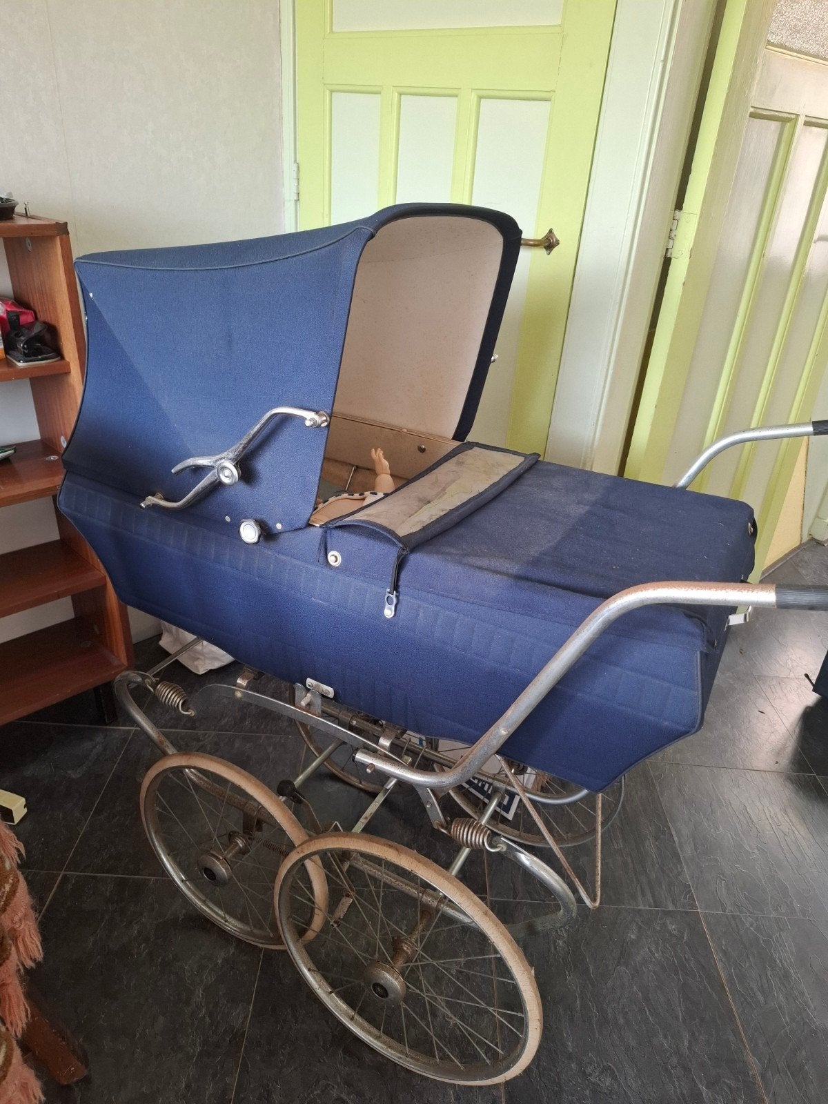 Vintage Kinderwagen - Klassiek Blauw Design, Gebruikt, Met reiswieg, Ophalen, Kinderwagen