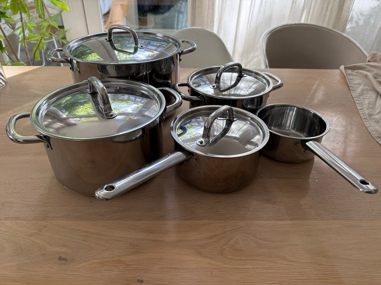 IKEA 365+ Pannenset 5-delig RVS - Zo goed als nieuw, Met deksel, Pannenset, Ophalen of Verzenden, Zo goed als nieuw