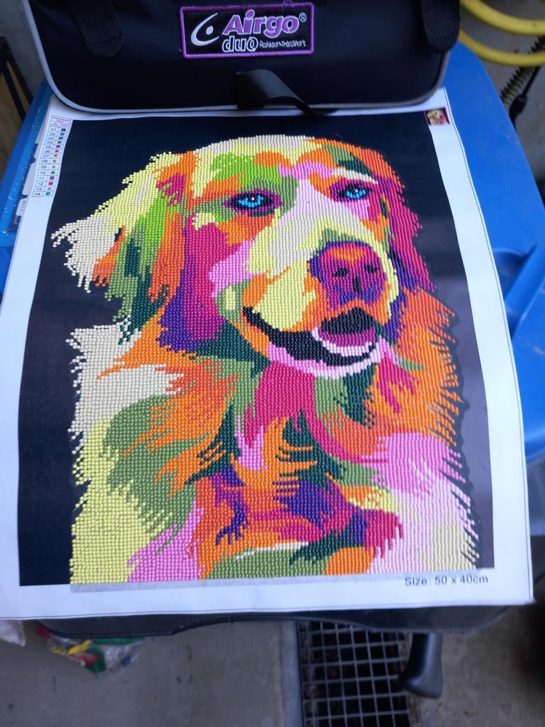 Diamond Painting Golden Retriever 50x40cm, Hobby en Vrije tijd, Knutselen, Nieuw, Diamond painting, Meerkleurig, Dieren, Ophalen