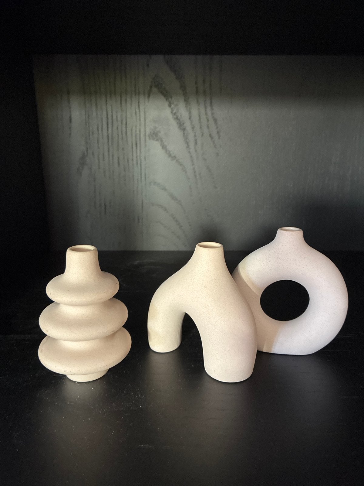 Mini keramische vazen set - 10 cm japandi beige, Ophalen, Gebruikt, Beige, 10 cm