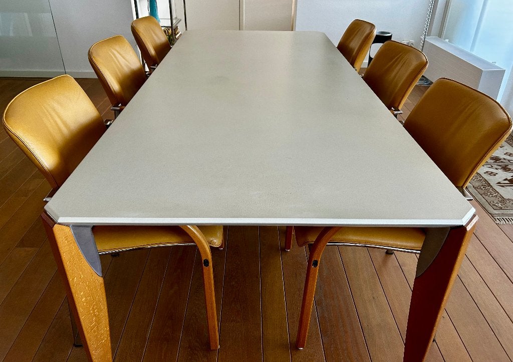 Design eetkamerset LEOLUX tafel plus 6 stoelen, Huis en Inrichting, Ophalen, Gebruikt, Design LEOLUX, 4 tot 6 stoelen