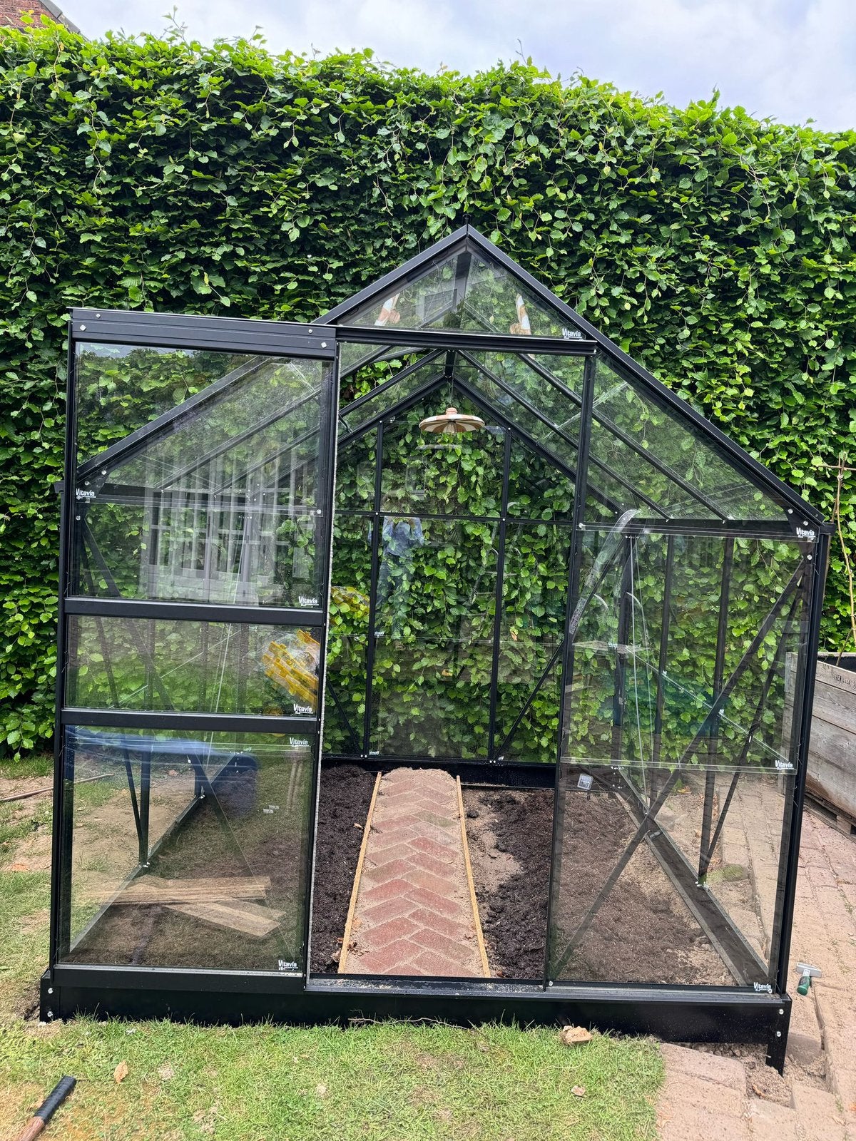 Tuinkas inclusief fundament, Tuin en Terras, Ophalen, Glas, Zo goed als nieuw, Aluminium