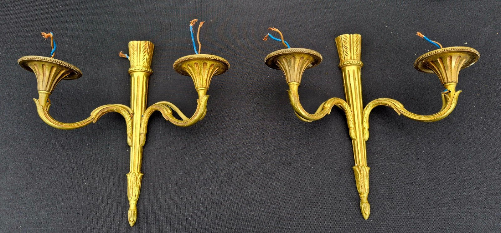 Antieke Messing Wandlampen - Set van 2, Ophalen of Verzenden