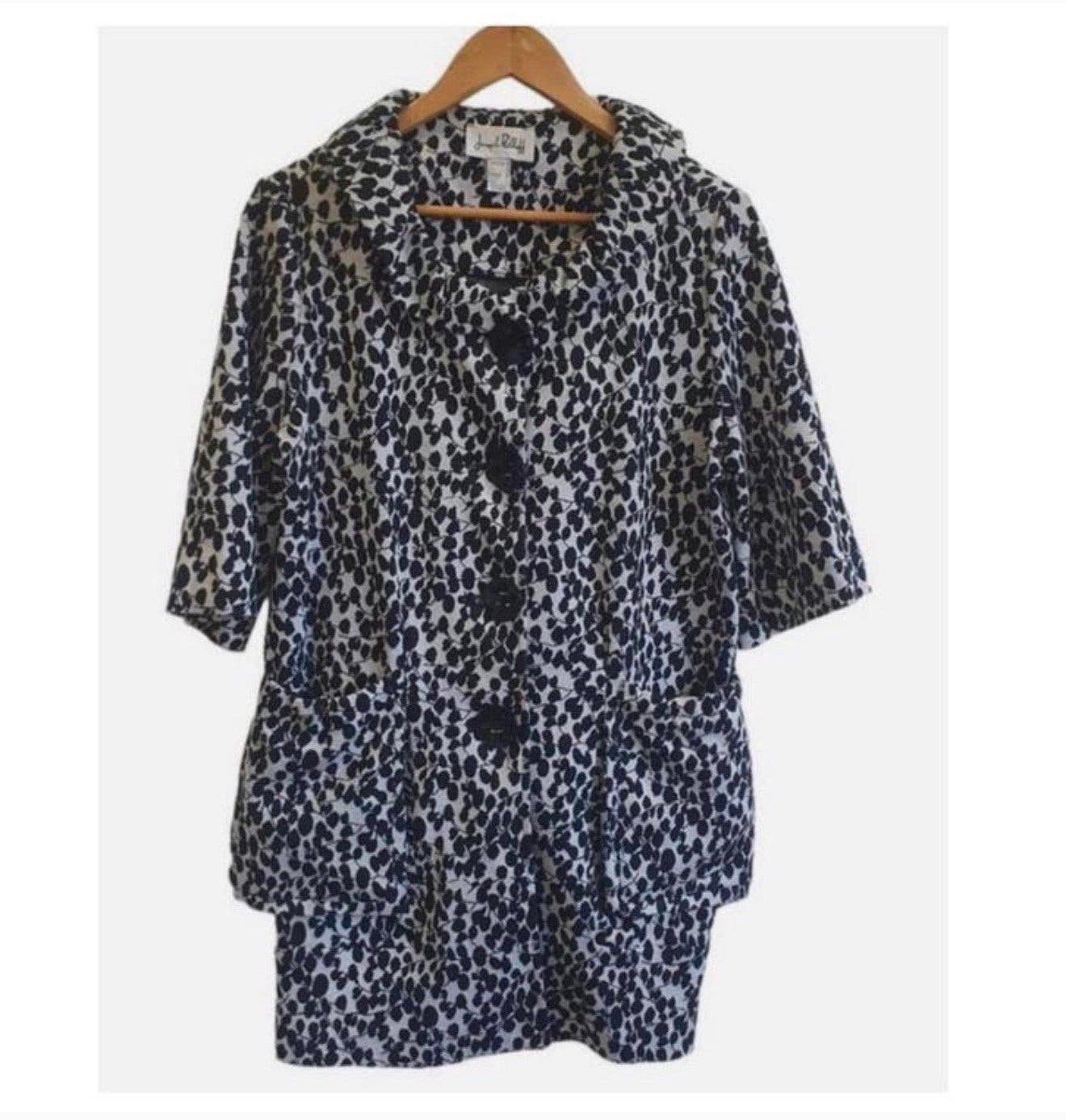 Joseph Ribkoff Blazer Jacket Button Front Black White Print, P, Zwart, P, Ophalen of Verzenden