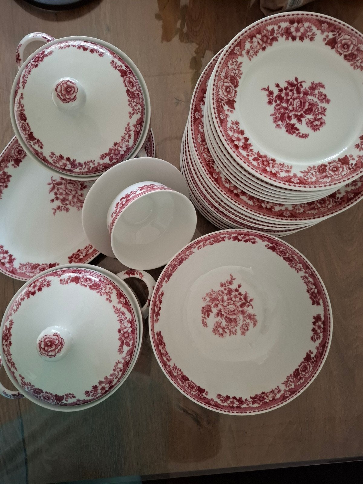 Vintage Mitterteich Bavaria servies met rood bloemmotief, Ophalen of Verzenden